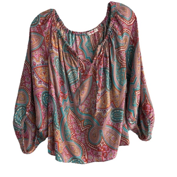 ALIVE & TRIXIE Silk Paisley Print Top in Pinks/Cream Size S —GORGEOUS!!! - Picture 1 of 6